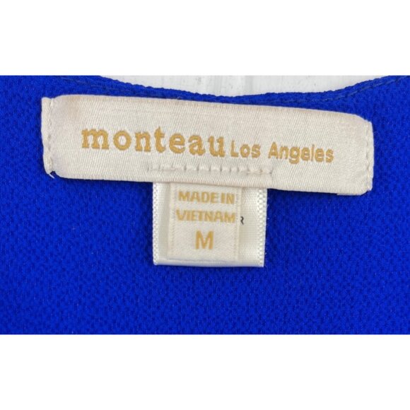 Monteau Los Angeles Womens Blue Sleeveless Wrap Top Medium tie front - Picture 3 of 5